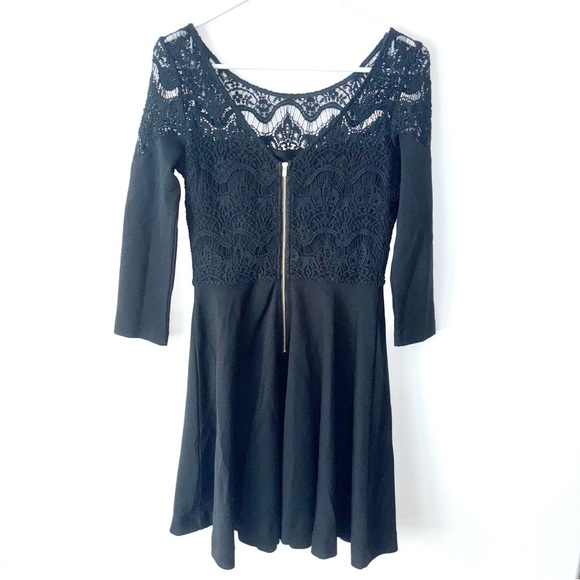 Lilly Pulitzer Black Remmy Lace Dress Fit n Flare Mini Short Preppy 3/4 Sleeve - Picture 10 of 11